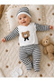 Textured Teddy Bear Detailed Cotton Striped 5-Piece Boxed Newborn Hospital Discharge Set 0-3 Months - 3