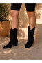 Eva Black Calf Leather Suede Dallas Heel-Heeled Western Summer Boots - 4