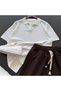 Nurse Collar Knitwear T-Shirt + Raw Linen Shorts 2-Piece Combination - 2
