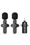 Dual Wireless Lavalier Lapel Microphone for iPhone, Android, Camera-Cordless Double Mics Plug-Play