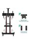 Mobile TV Cart Rolling TV Stand with Lockable Wheels for 55-80 Inch TVs, Adjustable, Black - 3