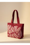 Burgundy Botanical Hand-Painted Canvas Tote Bag
