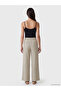 Lcw Everyday Ecru Elastic Waist Striped Women's Trousers - 4
