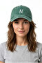 Dark Green Embroidered Washable Vintage Unisex Hat with Letter N - 2