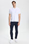 Men's White-White Cotton Slim Fit Polo Collar T-Shirt - 2