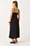 Women's strap ayrobin midi v-neck dress black - 6