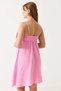 Women's Large Bow Detailed Muslin Strap Mini Dress Pink - 5