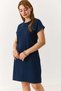 Women's Short Sleeve Crew Neck Midi Dress Navy Blue - 2