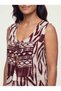 Women's Summer Sleeveless Midi Dress Tie-Dye Patterned Beaded Viscose Plum - 6