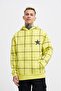 Men's Leather Applique Hooded Sweatshirt Neon Yellow - 2