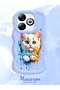 Infinix Hot 40I Compatible Case Camera Protector Blue Silicone Couple Phone Case Cat Pattern - 2