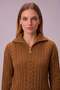 Women's Hair Knitted Half Zipper Bato Collar Wool Knitwear Sweater Light Brown - 3