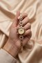 Genius Women's Gold Steel Watch with Champagne Textured Dial and Stone Detail Luxury Quartz Wristwatch - 4