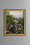 Woman Collecting Flowers - Vintage Patterned Painting - Fine Model
