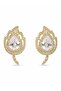 Brass Gold Color Zircon Stone Leaf Model Women's Earrings