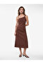 Asymmetric Collar A-Line Strap Midi Linen Dress with Metal Accessories - 2