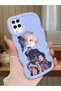Samsung Galaxy A12 Compatible Case Camera Protector Blue Silicone Couple Phone Case Girl Pattern