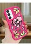Samsung Galaxy A16 Compatible Case Camera Protector Red Silicone Couple Phone Case Floral Pattern