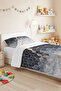Blue Geometric Modern Young Room Single Pique Set - Gold Gray Quilted 160X220 cm Bedspread - 5