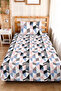 Pink Geometric Youth Room Single Pique Set-Blue Black Modern 160X220Cm Quilted Bedspread - 5