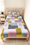 Geometric Yellow Young Room Single Pique Set-Pastel Modern Color Block 160X220 cm Bedspread - 4