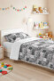 Gray Cat Patterned Teen Room Single Pique Set - Cute Pink 160X220 cm Quilted Bedspread - 2