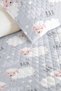 Kuzu Cloud Gray Girls' Pique Set - Pastel Star Pink Baby Room Bedspread - 160X220 cm - 3