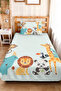 Cute Safari Kids' Room Single Pique Set - Pastel Orange 160X220 cm Quilted Bedspread - 8