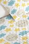 Moon Cloud Star Blue Children's Pique Set - Pastel Yellow Gray 160X220 cm Quilted Bedspread - 3
