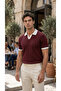 Men's Knitted Patterned Polo Collar Cotton Knitwear T-Shirt - Short Sleeve Classic Cut - 3