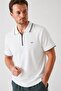 Men's Ecru Footed Collar Reflective Zippered Oysho T-Shirt - 4