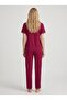 Women's Cherry Lace Viscose V-Neck Short Sleeve Pajama Set - 3