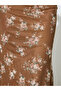 Brown Floral Print Bias Midi Skirt - 3