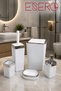 340 Chrome White 5-Piece Luxury Bathroom Accessory Set White Chrome |   Trash Can Wc Brush Holder Liquid Soap Dispenser Soap Dispenser Toothbrush Holder Modern Bathroom Set - 2