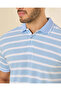 Men Blue And White Striped Polo T Shirt - 4