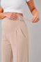 394 Beige Color Modal Adjustable High Waist Maternity Palazzo Pants - 6