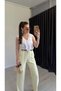 Women's V-Neck Ruffled Flounce Stylish Transparent Blouse