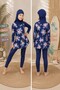 Three-Piece Girls' Hijab Swimsuit Set with Long Tights (Ages 7-16) - 3