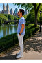 Men's Printed Crew Neck Blue Loose T-Shirt - 6