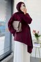 Side Tie Asymmetrical Cut Modal Tunic - Burgundy - 2