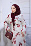 Burgundy Sleeve Collar Ruffled Patterned Dress - 4