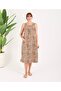 Women's 100% Cotton Wide Cut Patterned Front Pocket Thick Strap Square Neck Dress & Nightgown - 4