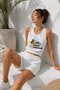 Women's Cotton Landscape Printed Short Sleeve Elastic Crop T-Shirt - 4