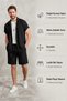 Men's short sleeve shirt & shorts set - crinkle fabric