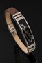 Men's Leather Bracelet Brown Leather Ataturk Signature Bracelet Steel Plate Bracelet