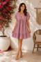 Women's V-Neck Short Sleeve Flounce Casual Mini Dress - 4