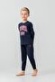 Boy's Pajama Set Printed Navy Blue Long Sleeve Pajama Set Us2636-C-V1 - 2