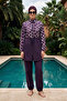 Parachute Large Patterned Full-Covered Full-Zipper Full-Covered Hijab Swimsuit 02 Purple01 - 2