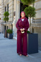 Women's Ruffle Detail Waist Tie Chiffon Suit Plum - 3