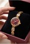Lale women's steel watch gold color & burgundy dial natural stone vintage elegant old money premium women's wristwatch luxury classic bracelet watch | limited edition 2026 - 5